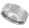 stainless steel 8mm wide wedding ring that says where you go i will follow