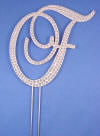 single letter f wedding cake topper in brock script with clear crystals