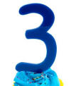 kindergarten font in royal blue acrylic color number 3 cupcake 3 inch birthday topper
