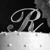 letter r wedding cake topper shown in victorian font mirror color