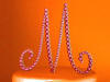 5" font 3 fuschia letter m crystal monogram wedding cake topper