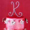vdc crystal initial k monogram cake topper with crystal flower accents
