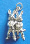 sterling silver 3-d bunny rabbits ice skating charm