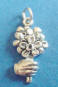 sterling silver hand with flower bouquet charm