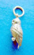 side view sterling silver 3-d spotted owl charm