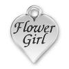 sterling silver heart charm says flower girl