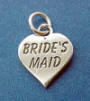 sterling silver heart charm that says bridesmaid