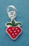 sterling silver red and green enamel strawberry charm