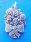 sterling silver flower bouquet with ribbon charm