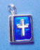 sterling silver blue enamel with white Cross holy bible charm