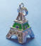 sterling silver eiffel tower charm with green enamel center section