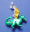 sterling silver green and yellow enamel winged dragon charm