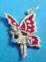 sterling silver fairy charm with plum enamel wings