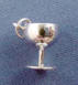 sterling silver 3-d wine goblet charm