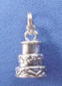 sterling silver 3-d wedding cake charm 3 decorated tiers with heart cake topper