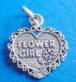 Sterling silver antiqued flowergirl heart charm