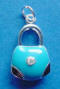 sterling silver blue enamel purse charm