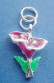 sterling silver plum and green enamel lily charm