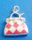 sterling silver pink and white enamel purse charm