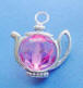 sterling silver pink crystal teapot charm