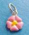 sterling silver pink enamel with yellow center flower charm