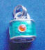 sterling silver blue enamel lock charm