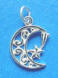 sterling silver scroll-work moon with shooting star charm