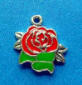 sterling silver red and green enamel epoxy rose charm