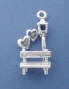 sterling silver bench with hearts and lantern charm