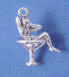 sterling silver 3-d woman in champagne glass charm
