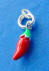 sterling silver red and green enamel chili pepper charm