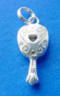 sterling silver lady's hand mirror charm has a heart design on the other side