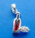 sterling silver and red cubic zirconia red wine bottle and grapes charm
