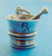 sterling silver 3-d pharmacist mortal and pestle charm