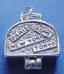 sterling silver suitcase charm with travel stickers on outside