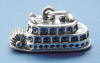sterling silver 3-d paddle wheel riverboat charm