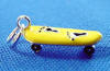 3-d sterling silver with yellow and black enamel skateboard charm