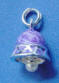 sterling silver purple marbel enamel bell with simulated pearl charm