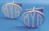 sterling silver monogrammed flat oval cuff links