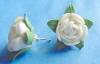 sterling silver large porcelain white cabbage rose earrings