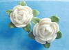 sterling silver large white porcelain cabbage rose earrings
