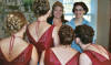 Jen's bridesmaids are wearing our organza necklaces with the bows tied in the back.
