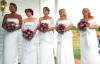 Here are the bridesmaids during the ceremony - they have on our illusion pearl jewelry, too.