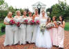 Richele and her bridesmaids and junior bridesmaids - her wedding colors were silver and pink.
