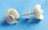 sterling silver small white porcelain rose earrings