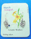 sterling silver march jonquil birth month flower earrings