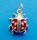 sterling silver 3-d red enamel lady bug charm