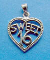 sterling silver sweet 16 charm pendant