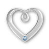 sterling silver march birthstone heart pendant