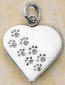 sterling silver april paw print heart birthstone pendant
